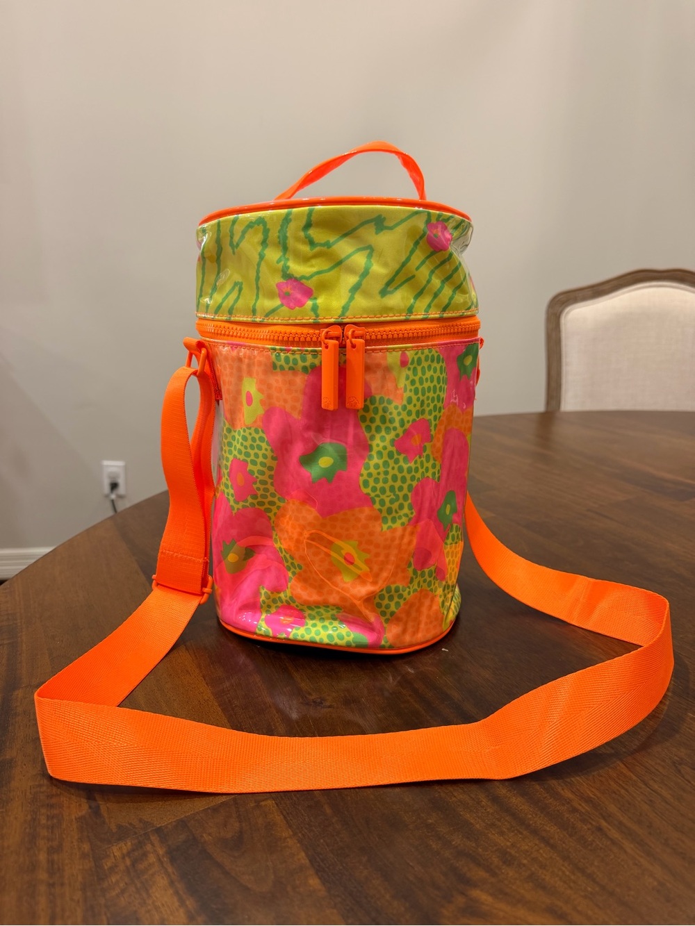 Drunk Elephant Neon Floral Insulated Pool Cooler Bag w/ Adjustable Strap